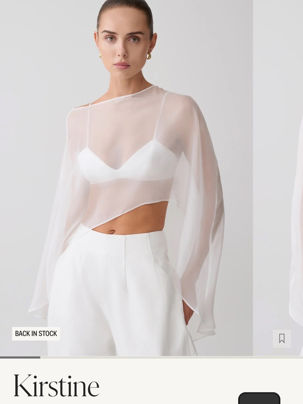 Meshki Sheer White Cropped Top
